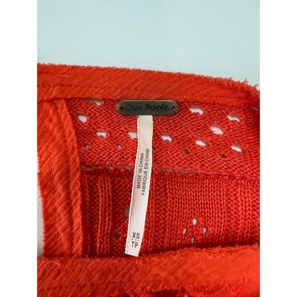 Free People Coral Crochet Knit Lace Bell Sleeve Boho Shirt Womens XSmall - Picture 8 of 9